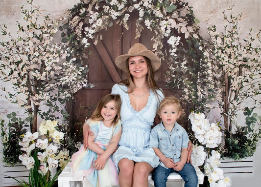 Fox Spring Flowers Door Photography Vinyl Backdrop