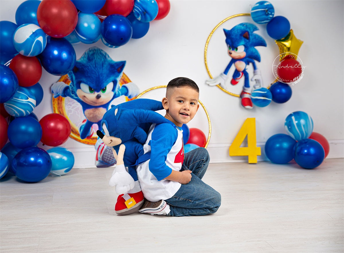 Fox Rolled Blue Boy Birthday Party Sonic Vinyl Backdrop Designed By Blanca Perez - Foxbackdrop