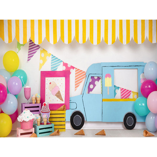 Fox Rolled Blue Car Birthday Vinyl Backdrop Designed By Blanca Perez - Foxbackdrop