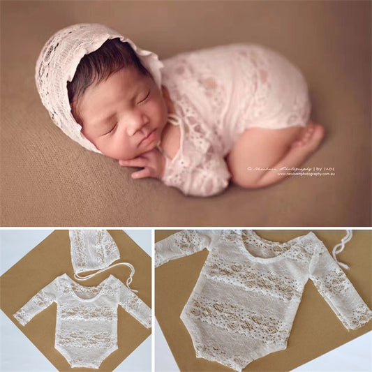 Fox Lace Newborn Outfits Hat Clothing Baby for Photoshoot Props - Foxbackdrop