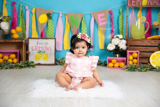 Fox Rolled Summer Lemon Children Birthday Vinyl Backdrop Designed By Blanca Perez - Foxbackdrop