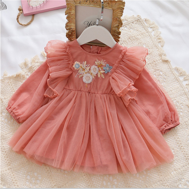 Fox Girls Dress New Mesh Princess Long Sleeve Skirt