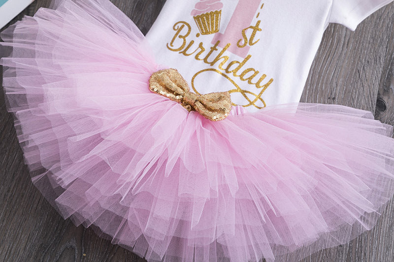 Fox Baby Girl's Pink Birthday Suit Children's Princess Dress