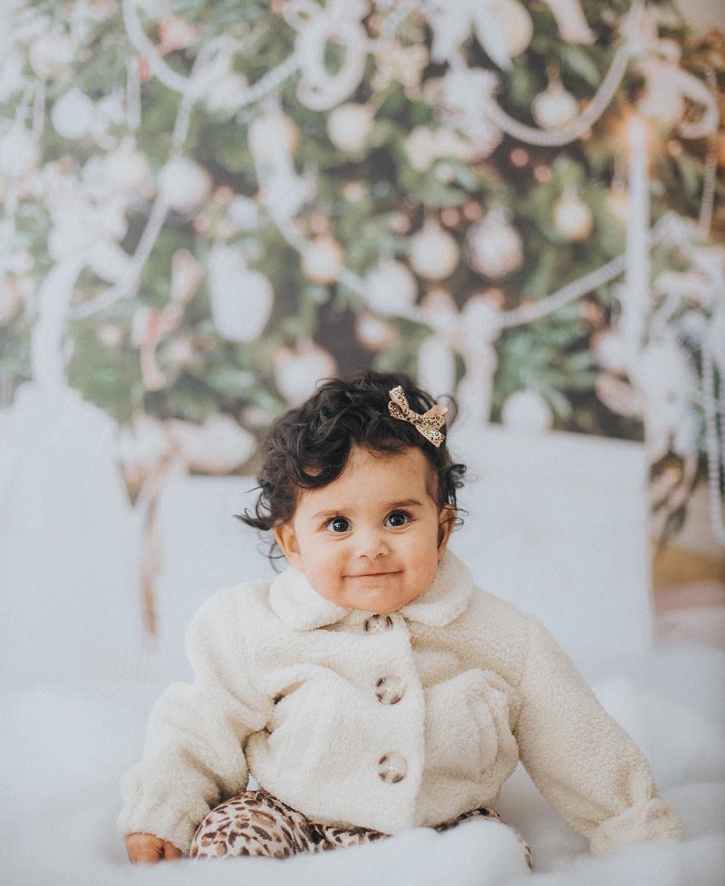 Fox Christmas Trees Fireplace Vinyl Photography Backdrop