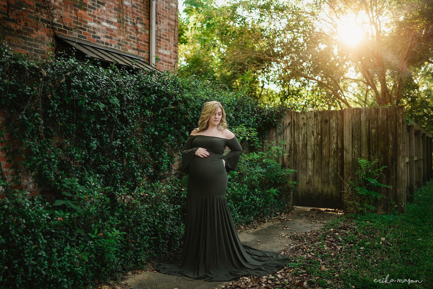 Fox Long Sleeve Aqua Maternity Dress for Photography