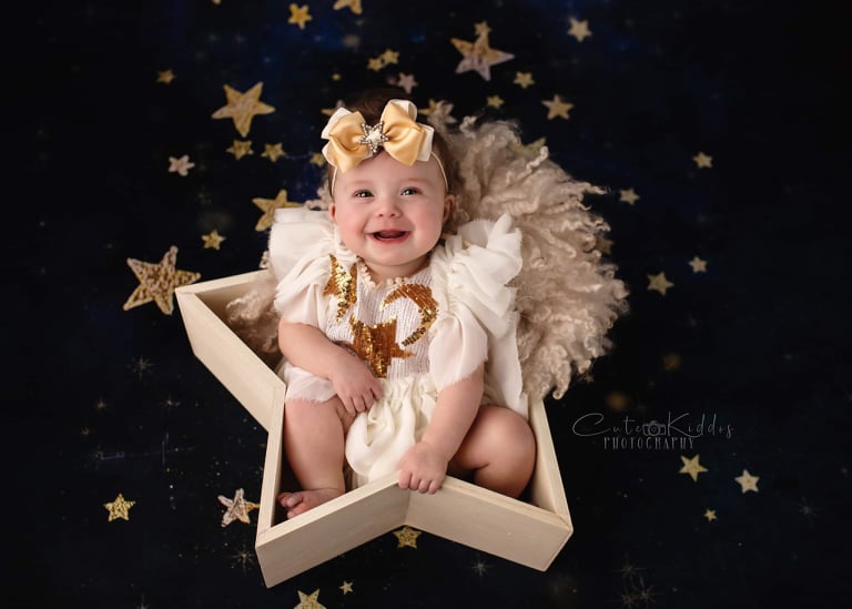 Fox Newborn Photography Props Mini Baby Star White Wooden Box Prop