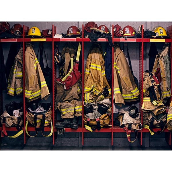 Fox Fireman fire fighter locker room Backdrop Vinyl Backdrop - Foxbackdrop