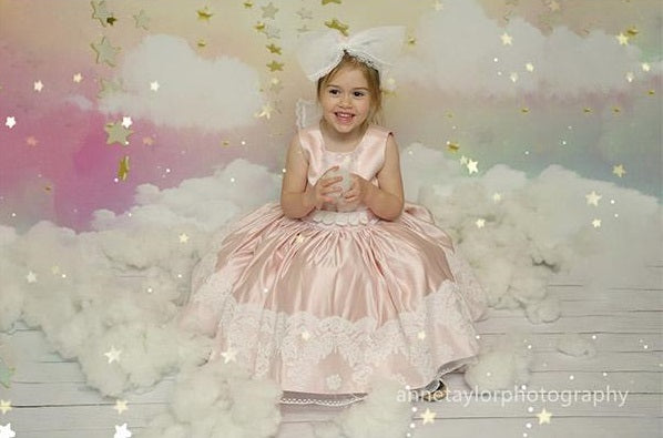 Fox Rolled Rainbow Stars Clouds Children Birthday Vinyl Backdrop - Foxbackdrop