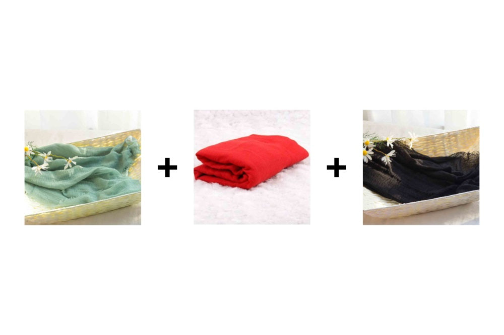 Warm up 3PCS Red+ Grey-green + Black Newborn Photography Wraps