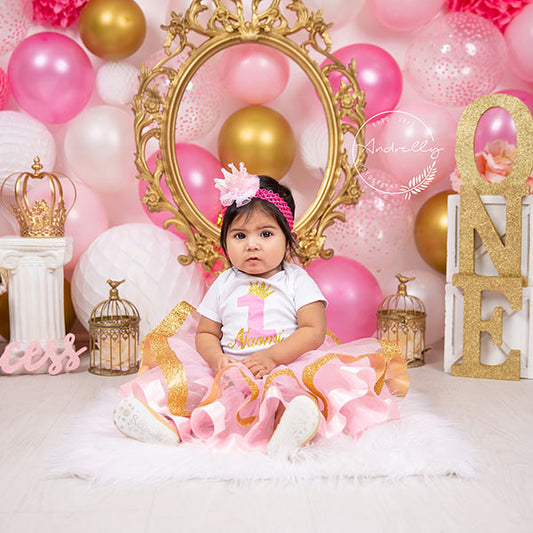 Fox Rolled Pink Balloons Girls Birthday Vinyl Backdrop Designed By Blanca Perez - Foxbackdrop