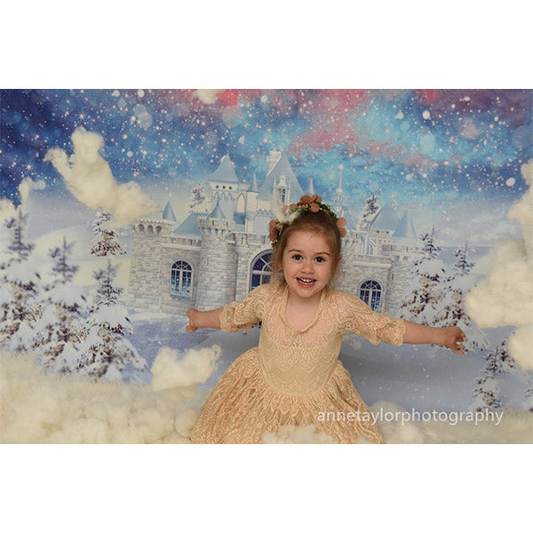 Fox Rolled Vinyl Winter Castle Snow Vinyl Photography Backdrop - Foxbackdrop