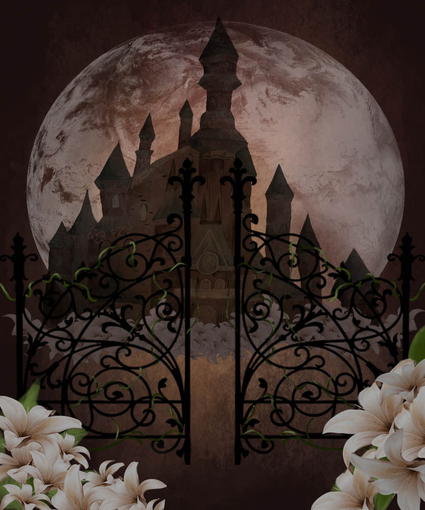 Fox Halloween Castle Vinyl Backdrop