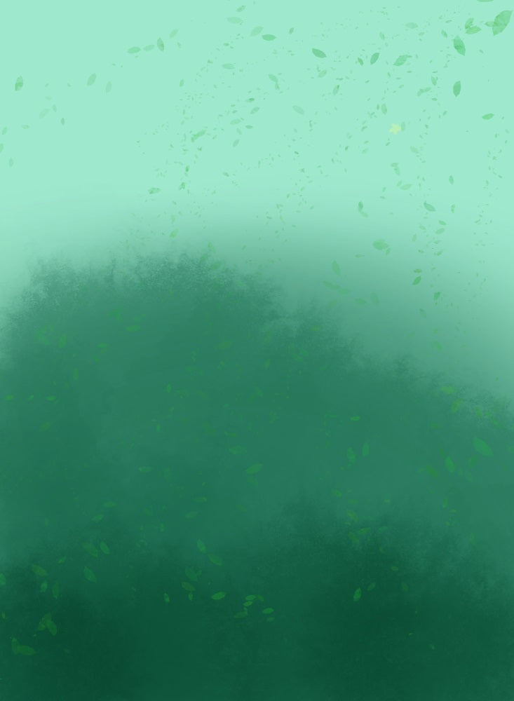 Fox Green Gradient Small Leaves Vinyl Backdrop Designed By Ani Ghelichian