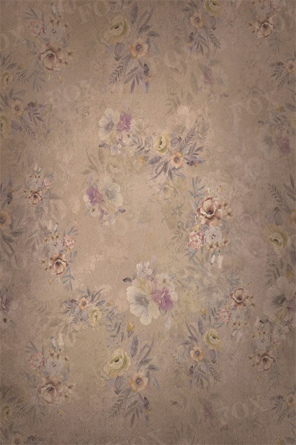 RTS Fox Vintage Brown Flowers Fabric Photography Backdrop