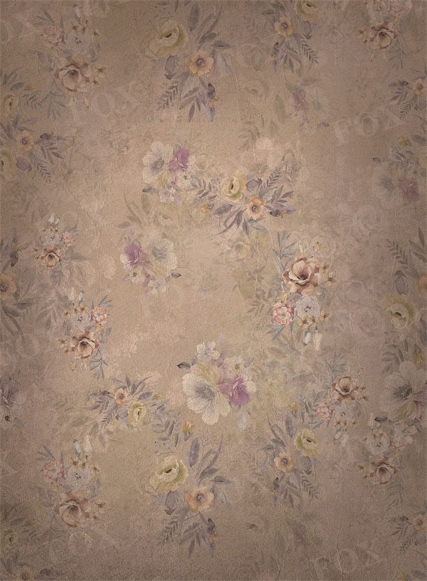 RTS Fox Vintage Brown Flowers Fabric Photography Backdrop