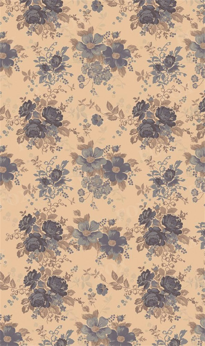 Fox Retro Flowers Floral Vinyl Backdrop for Photography