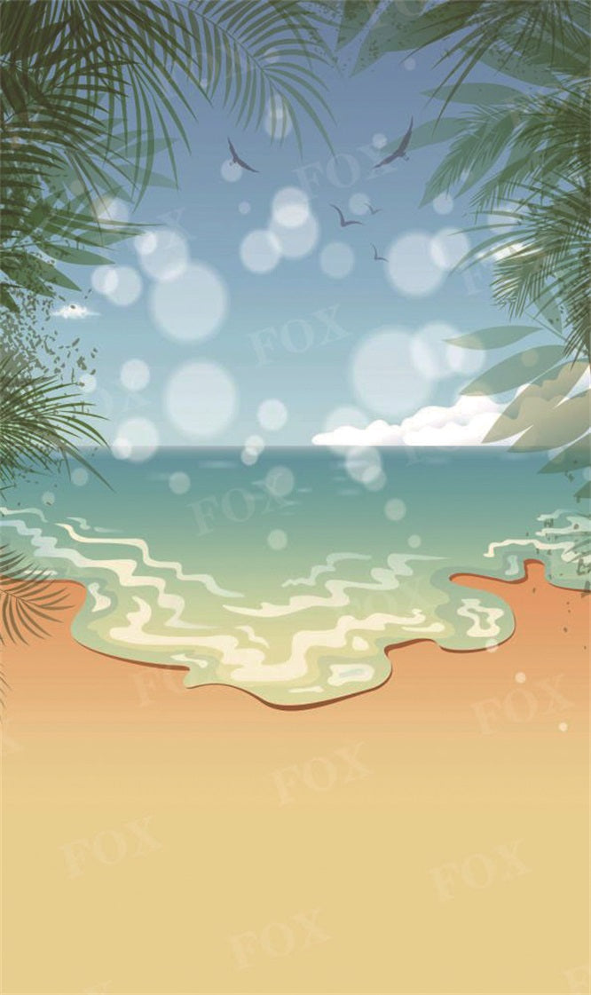 Fox Summer Beach Retro Vinyl Photography Backdrop