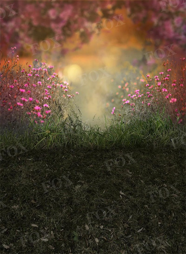 Fox Spring Grassland Flowers Vinyl Photography Backdrop
