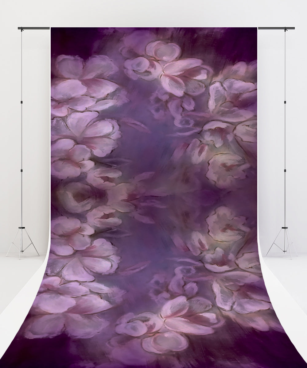 Fox Sweep Fabric Backdrop Purple Flowers for Photography