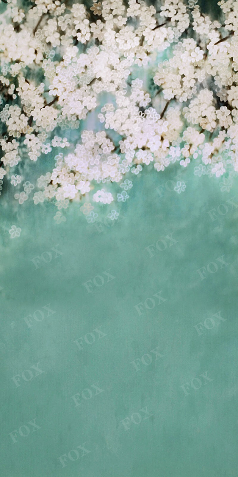 Fox Sweep Fabric Backdrop White Flower Spring Green for Photography