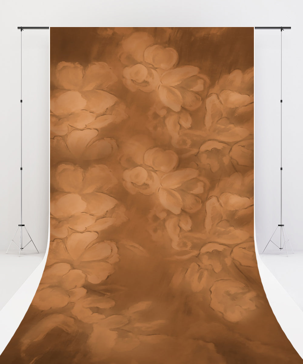Fox Sweep Fabric Backdrop Brown Flowers for Photography