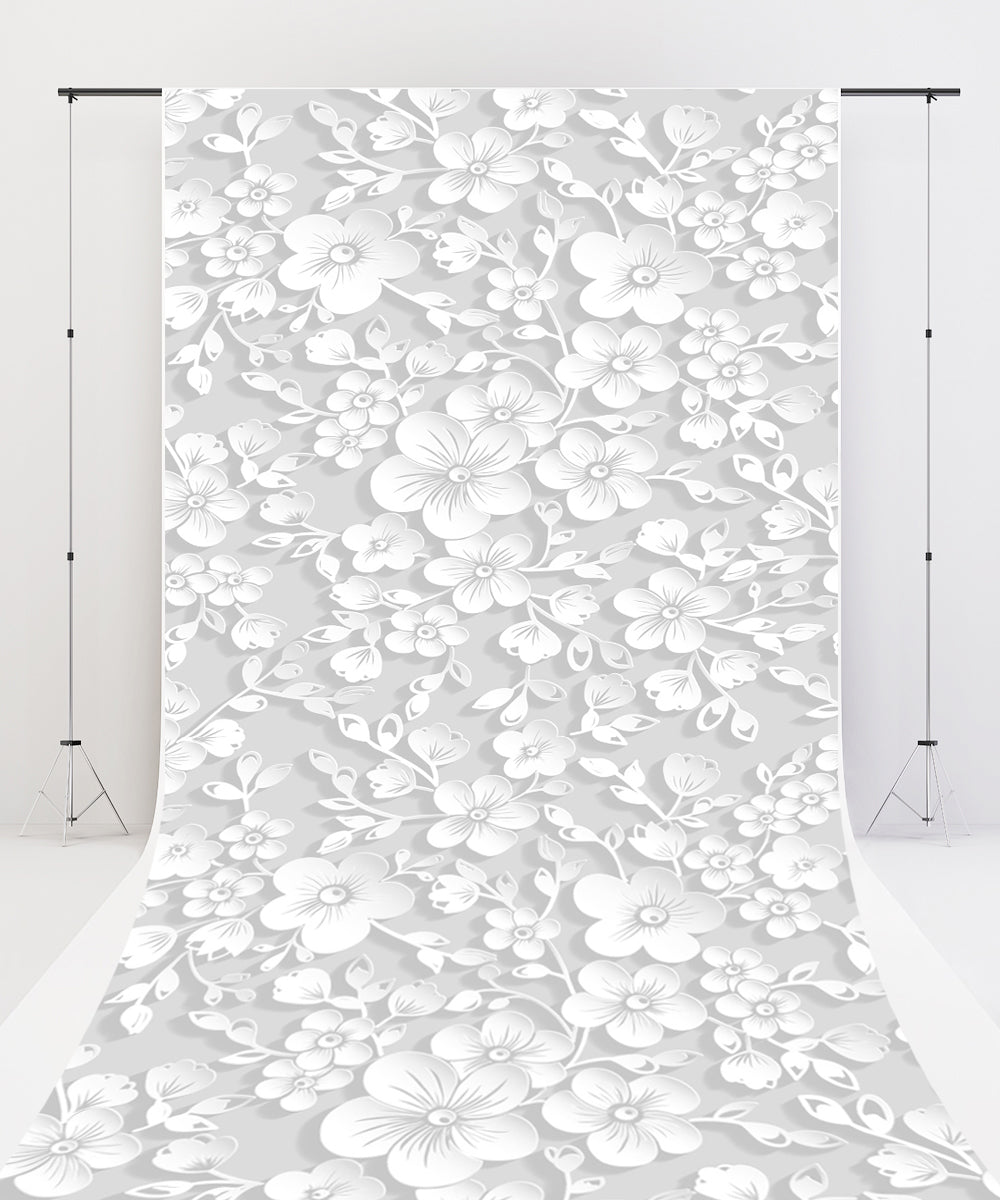 Fox Sweep Fabric Backdrop White Flower for Photography