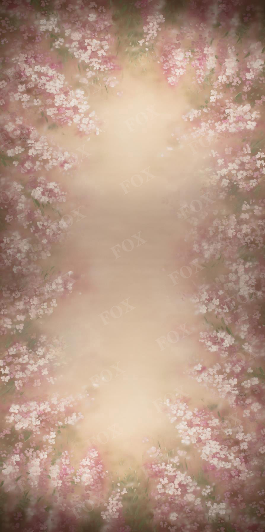 Fox Sweep Fabric Backdrop Pink Flowers Dreamy for Photography
