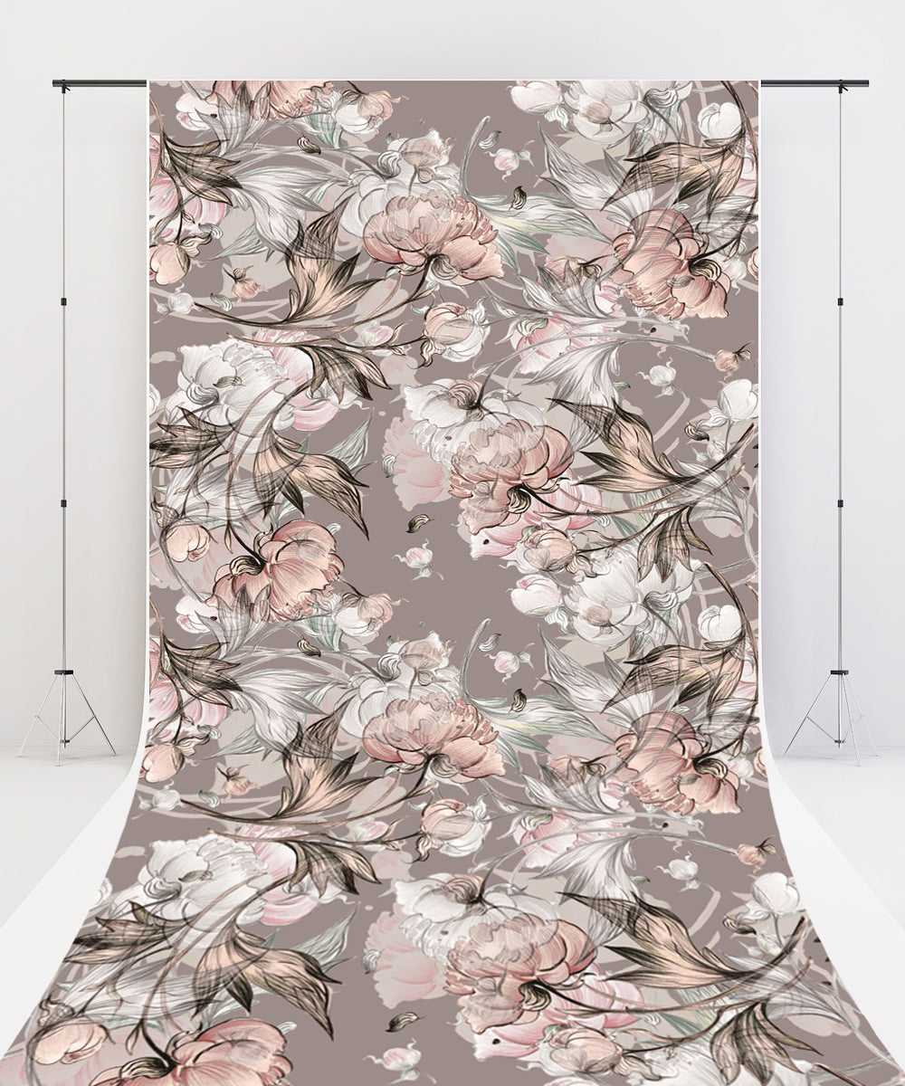 Fox Sweep Fabric Backdrop Vintage Flowers for Photography