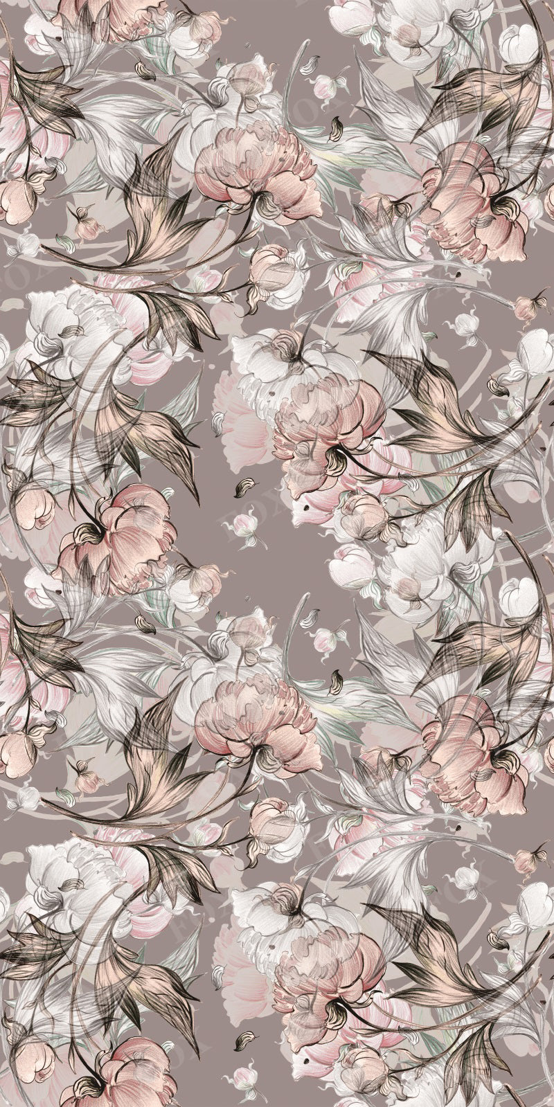 Fox Sweep Fabric Backdrop Vintage Flowers for Photography