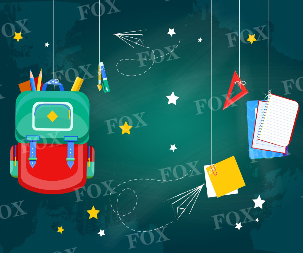 Fox Back to School Math Class Vinyl/Fabric Backdrop