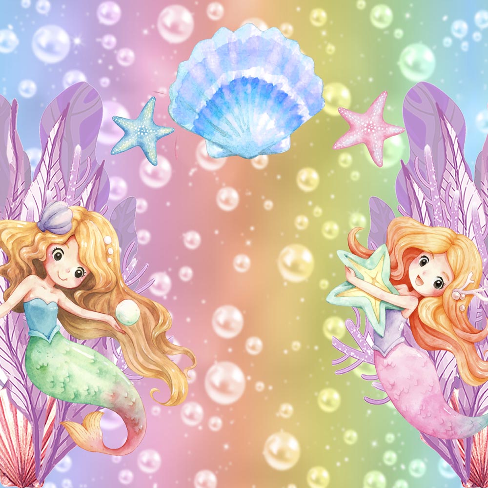 Fox Summer Anime Mermaid Pearl Vinyl Backdrop