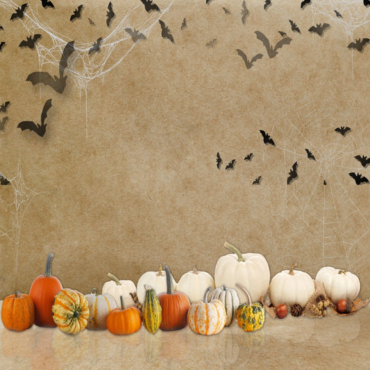 Fox Halloween Pumpkin Bat Vinyl Backdrop