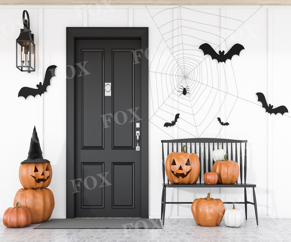 Fox Halloween Indoor Photography Bat Pumpkin Vinyl Backdrop
