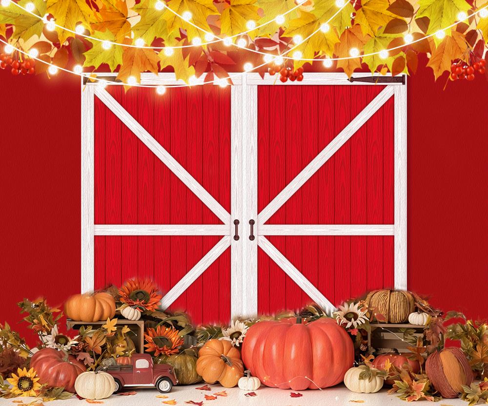 Fox Autumn Farmhouse Barn Sunflower Pumpkin Thanksgiving Vinyl Backdrop