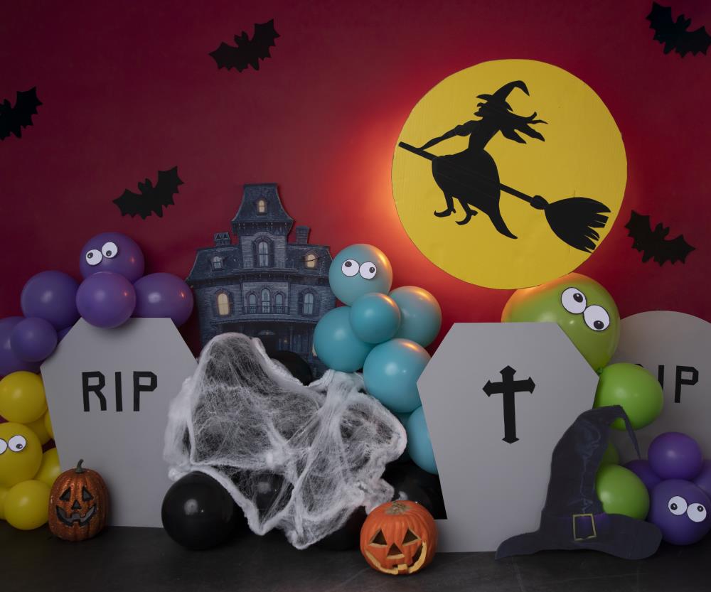 Fox Halloween Cartoon Castle Vinyl/Fabric Backdrop Designed by Blanca Perez