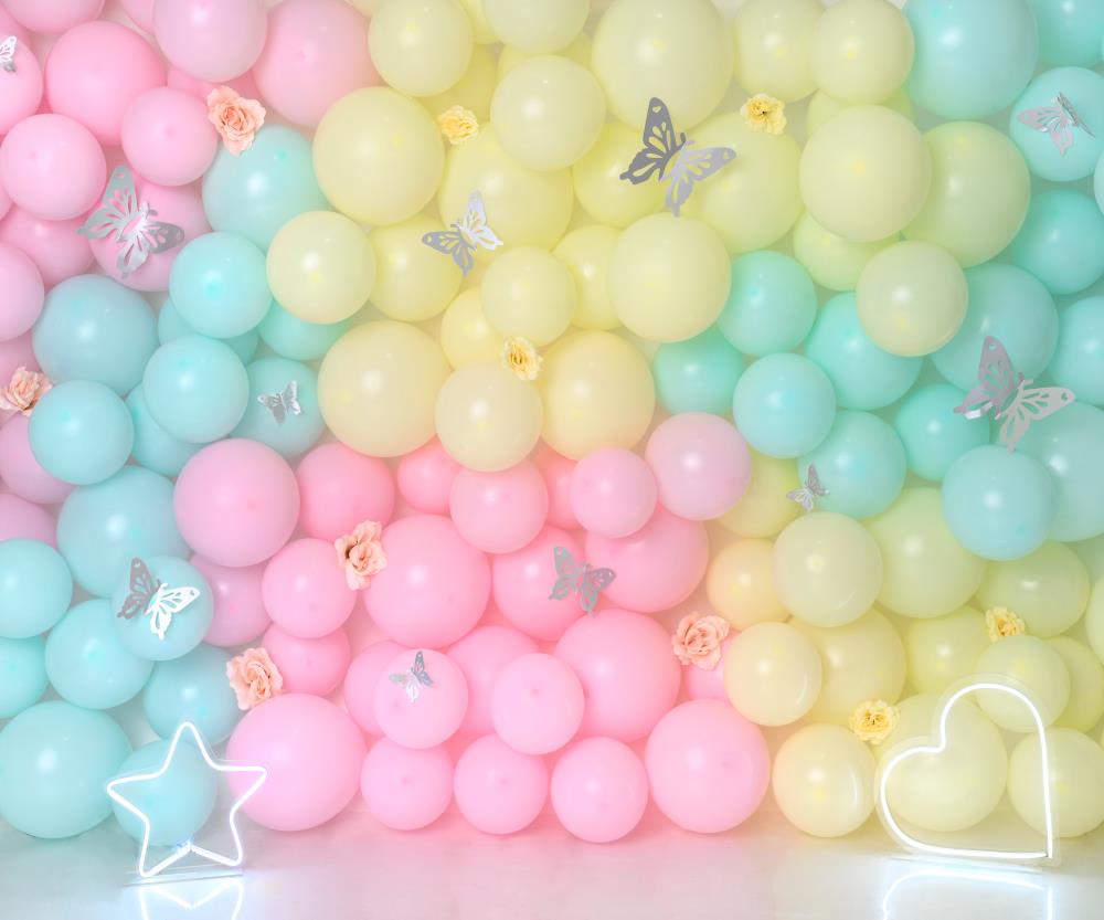 Fox Macron Balloon Butterfly Cakesmash Birthday Vinyl Backdrop Designed by Claudia Uribe