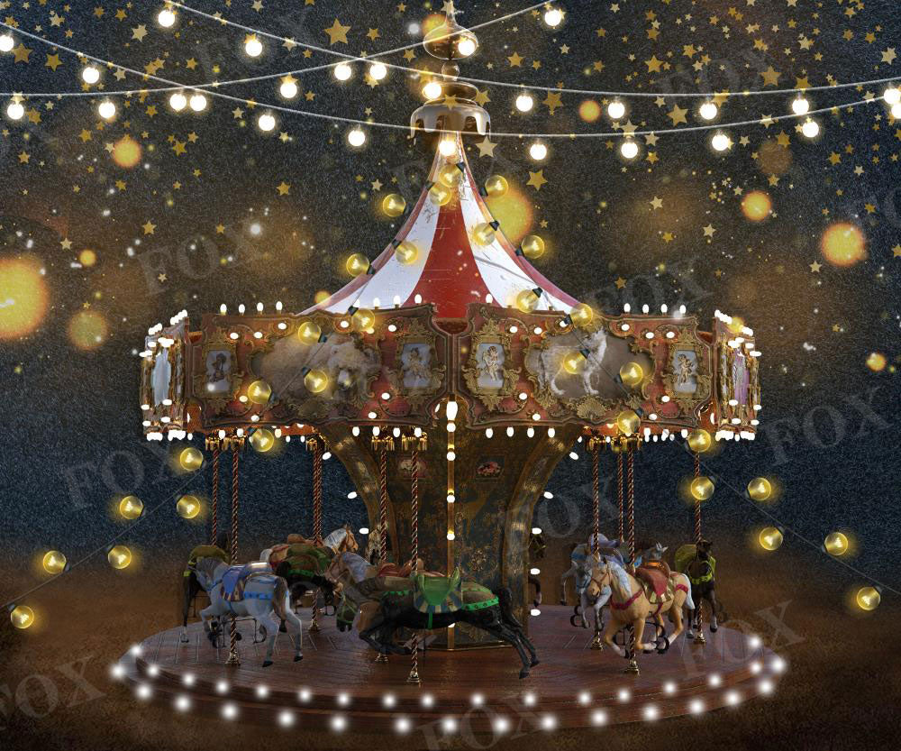 Fox Circus Carousel Amusement Park Vinyl Backdrops