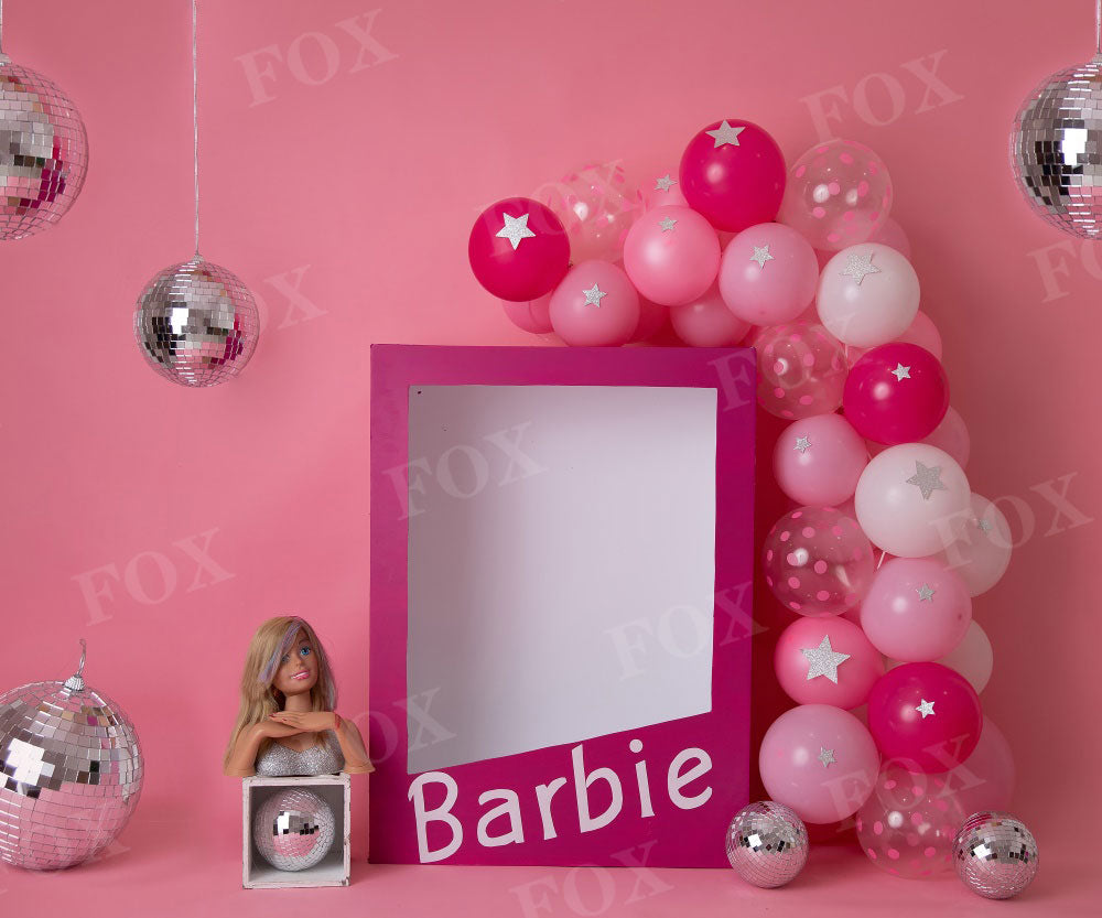 Fox Pink Barbie Birthday Vinyl/Fabric Backdrop Designed by Blanca Perez