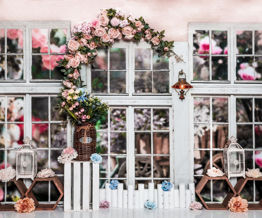 Fox Vintage Pink Garden Spring Vinyl Backdrop Designed by JT photography