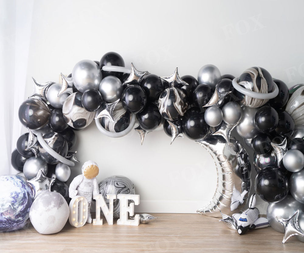 Fox Outerspace Alien Birthday Vinyl Backdrop Design by Kali