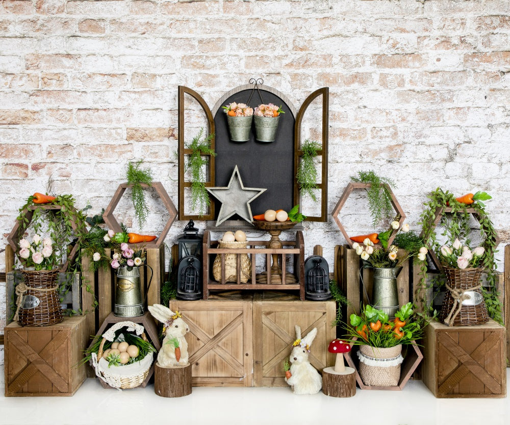 Fox Spring Easter Rabbit Vinyl Indoor Backdrop Designed by JT photography