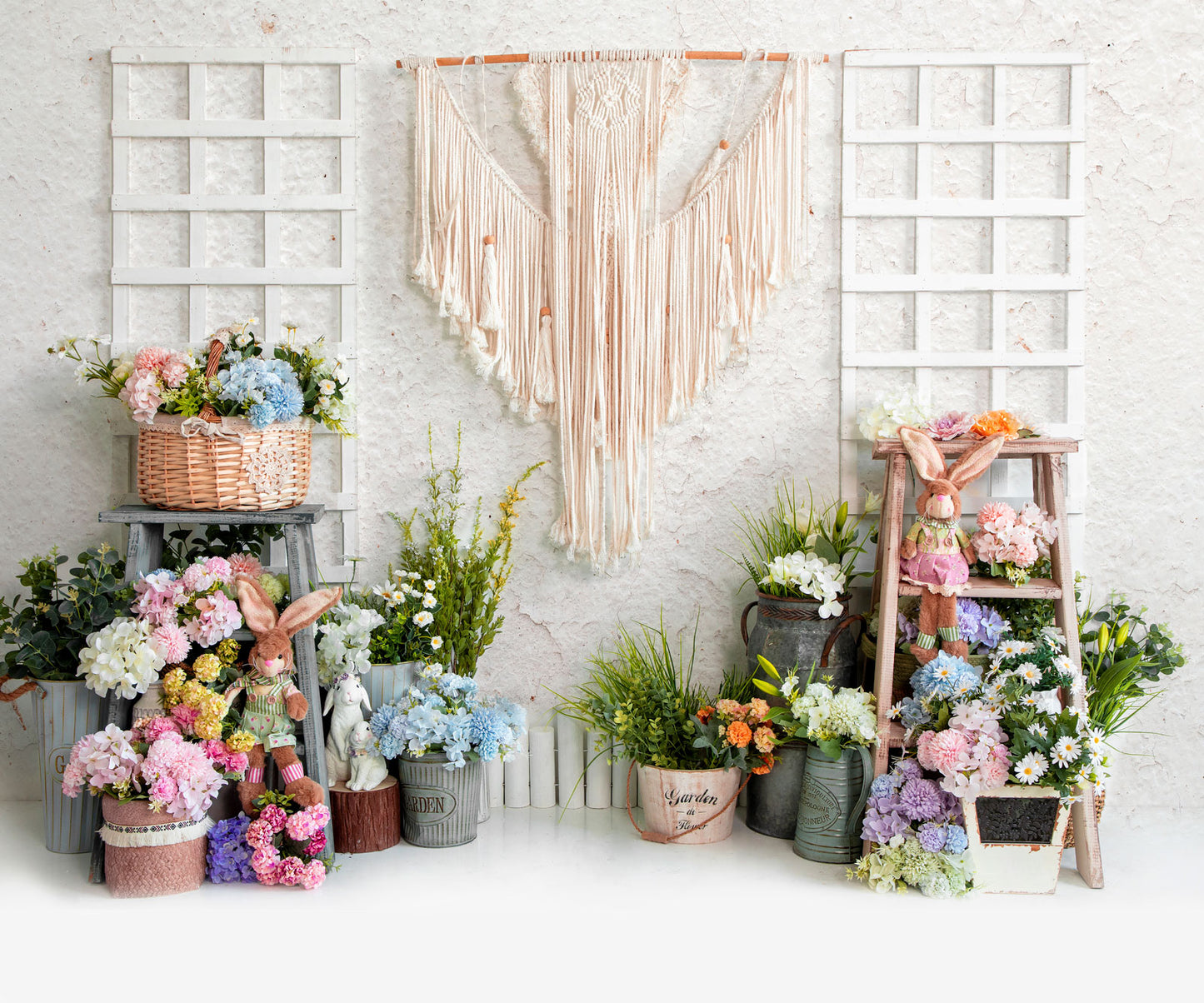 Fox Easter Rabbit Garden Photography Vinyl Backdrop