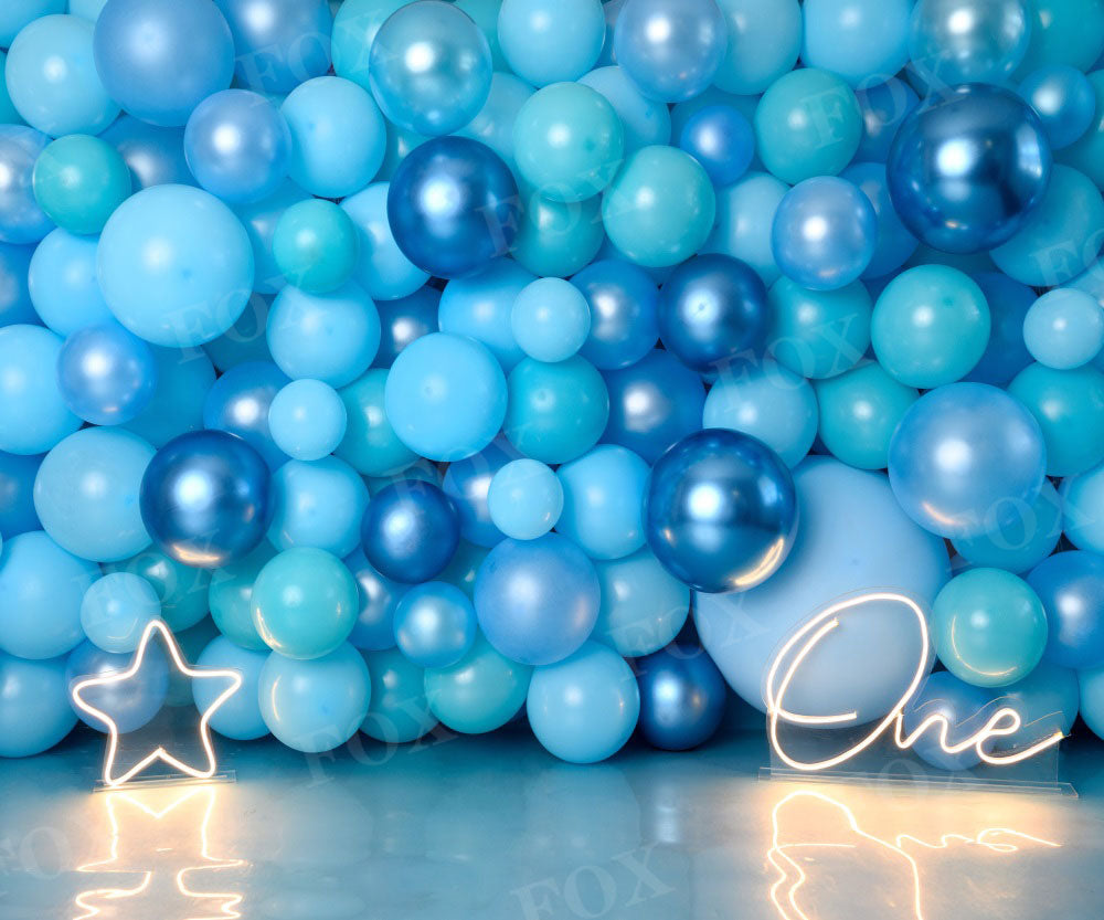 Fox Balloon Wall Cake Smash Birthday Boy Vinyl Backdrop Designed by Claudia Uribe