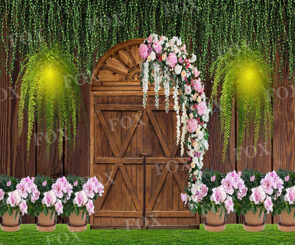 Fox Spring Door Farm Flowers Roses Plant Vinyl/Fabric Backdrop