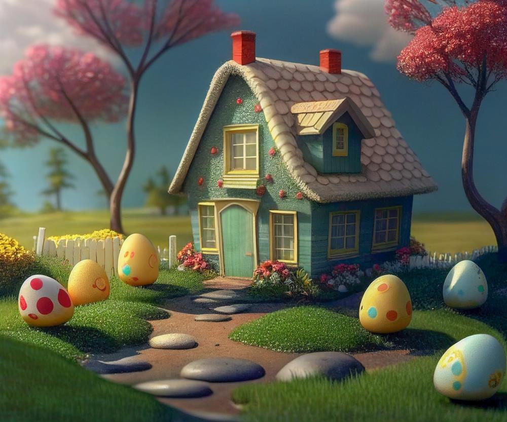 Fox Easter House Vinyl/Fabric Backdrop Designed by Blanca Perez