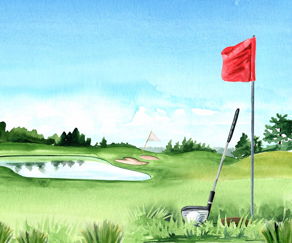 Fox Summer Golf Course Vinyl/Fabric Backdrop