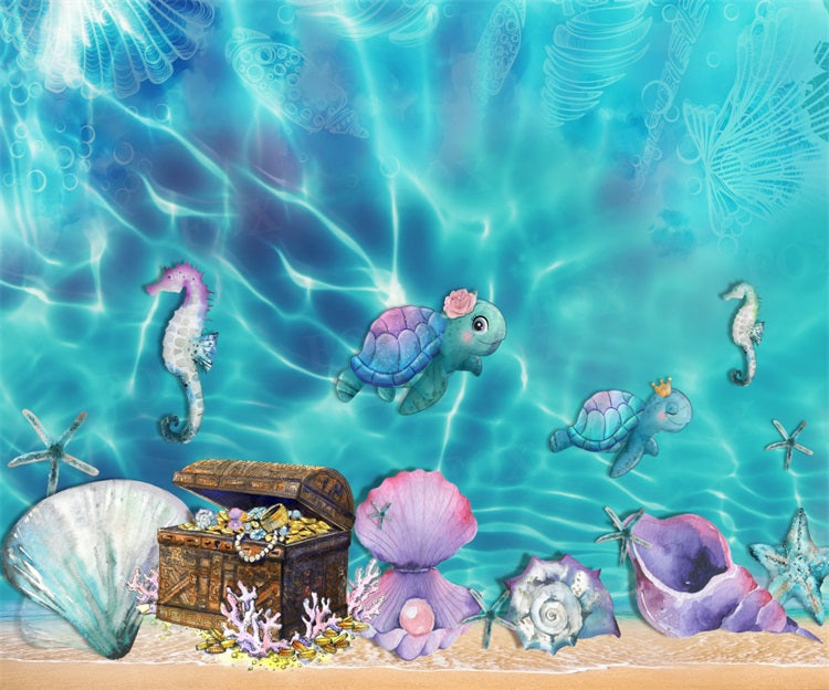 Fox Summer Sea Turtle Shell Vinyl/Fabric Backdrop