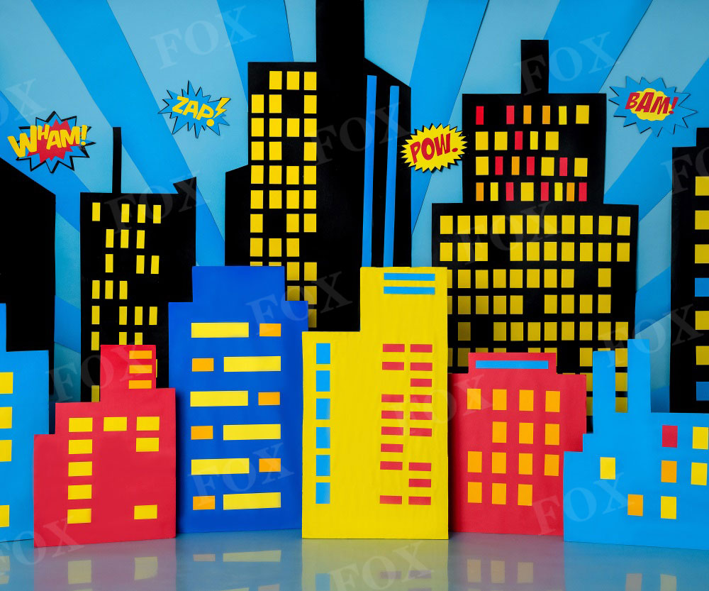 Fox Super Hero Vinyl/Fabric Backdrop Designed by Claudia Uribe