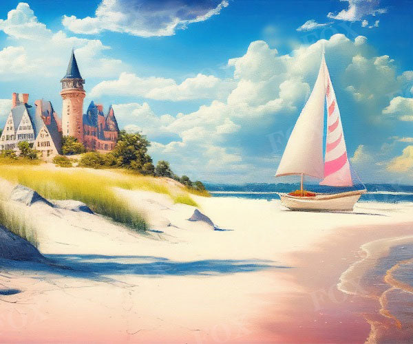 Fox Sunny Beach Summer Vinyl Backdrop Designed By Blanca Perez