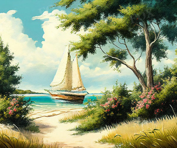 Fox Summer Retro Boat Vinyl Backdrop Designed By Blanca Perez
